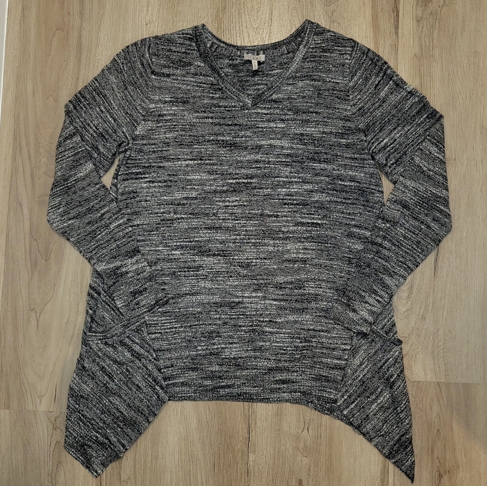 LOGO Lori Goldstein Womens Lagenlook Sweater Sz Medium Cotton Cashmere Sharkbite